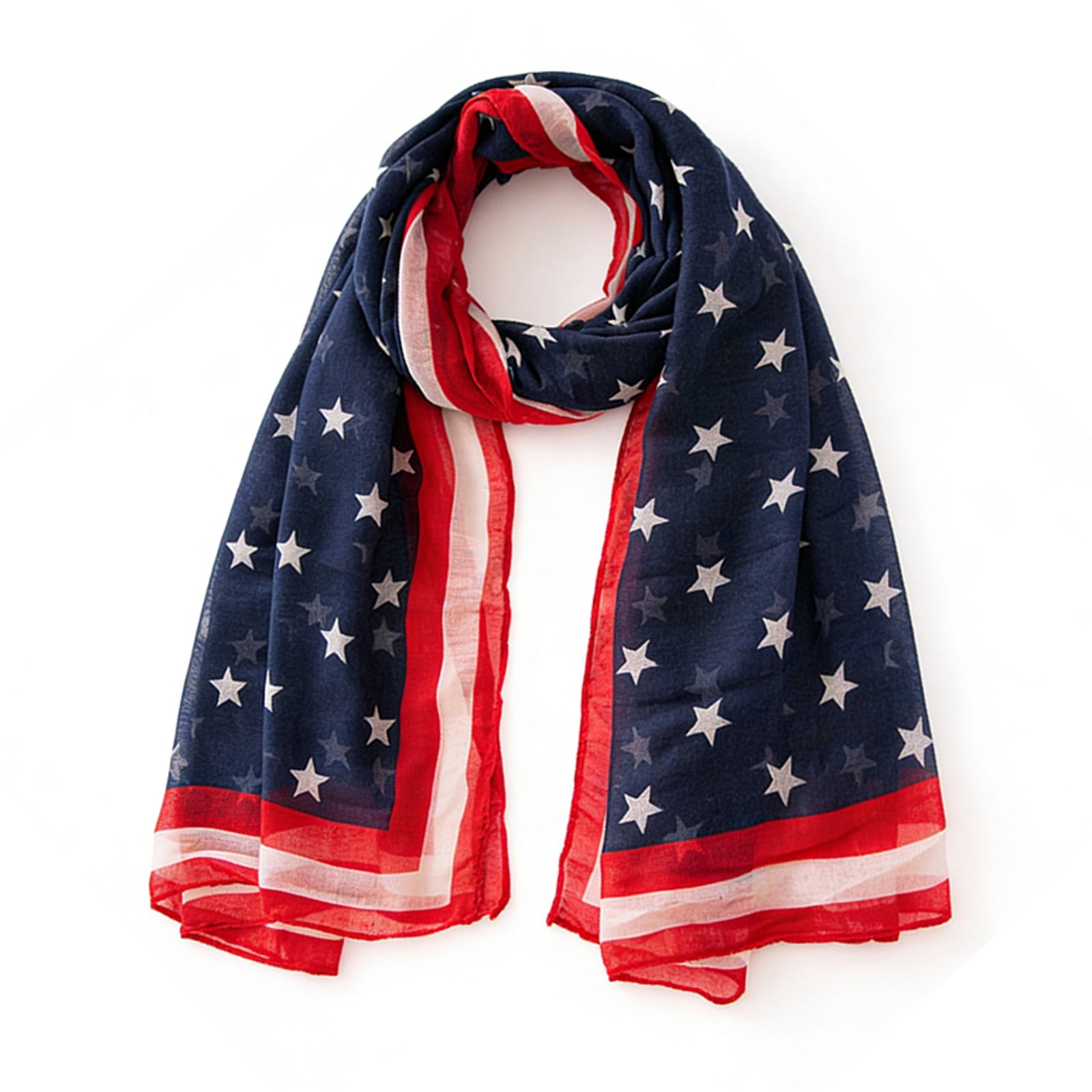 American Flag Scarf for Women Patriotic Scarves Red White And Blue ...