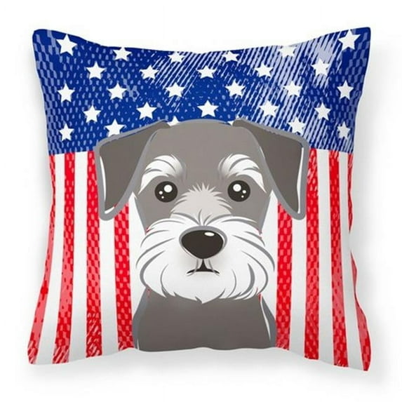 American Flag & Schnauzer Fabric Decorative Pillow, 14 x 3 x 14 in.