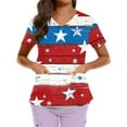 thumbnail image 1 of American Flag Scrub Tops Short Sleeve V Neck Working Uniform with Pockets Patriotic Medical Scrubs for Women Royal Blue 2XL, 1 of 4