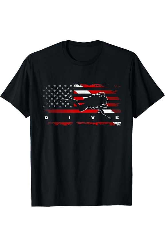 American Flag Scuba Diving Apparel - Scuba Diving T-Shirt