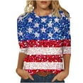 thumbnail image 1 of American Flag Sequin Print Shirt Women Patriotic 4th of July Tops USA Flag Graphic Tee Summer Casual Blouse, 1 of 5