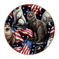 thumbnail image 1 of American Flag Set of 6 Round Microfiber Leather Coasters, 11x11 cm/4.3x4.3 in, Stylish Drink Coasters for Home and Office, and Easy to Clean, 1 of 6