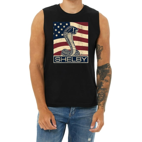 American Flag Shelby Cobra Ford Mustang T-shirt Mens Cut Off Shirts Muscle Shirts Graphic Tees