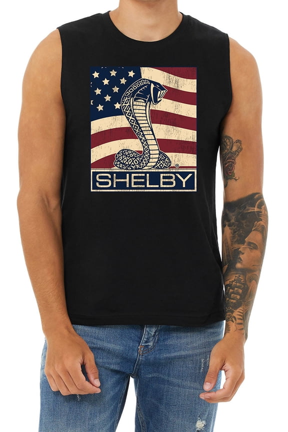 American Flag Shelby Cobra Ford Mustang T-shirt Mens Cut Off Shirts Muscle Shirts Graphic Tees