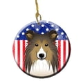 thumbnail image 1 of American Flag & Sheltie Ceramic Ornament, 1 of 1