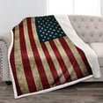 thumbnail image 1 of American Flag Sherpa Blanket Vintage US Flag Soft Warm Throw Print Blanket for Couch Bed 50"x60", 1 of 5