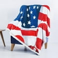 thumbnail image 1 of American Flag Sherpa Throw Blanket Polar Fleece, Super Cozy Warm TV Blankets for Bed or Couch Reversible 50" x 60", 1 of 7