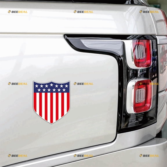 American Flag Shield Car Magnet Magnetic Sticker Decal - 2 Pack Reflective 4" - for Truck Door Fridge Reusable Waterproof