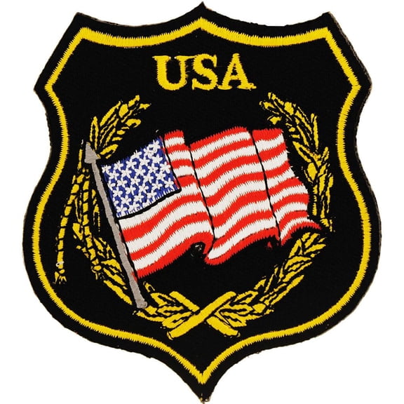 Eagle Emblems PM0406 Patch - USA, Sheild, Black - 3 in.