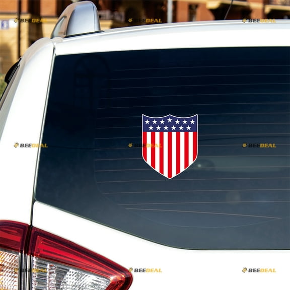 American Flag Shield Sticker Decal Vinyl - 2 Pack Reflective 4" - For Car Boat Laptop Cup
