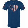 thumbnail image 1 of American Flag Shield T-Shirt Navy Blue, Cotton Blend, Screen Printed in The USA, Regular Fit, Large, 1 of 1