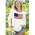thumbnail image 1 of American Flag Shirt For Women 4th for July Long Sleeve Casual Crew Neck Loose Knite Sweater White L, 1 of 5