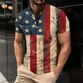 thumbnail image 1 of American Flag Shirt for Men Independence Day Shirt 4th of July Shirt Patriotic Shirt Men Red White and Blue Shirt Memorial Day Shirt Mens Printing Button Casual Short Sleeve Round-Neck Blouses Shirts, 1 of 5
