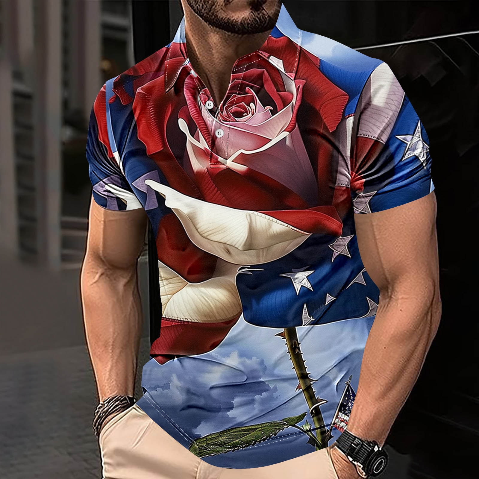American Flag Shirt Mens Mens Independence Day Shirt Red White and Blue ...