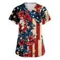thumbnail image 1 of American Flag Shirt Women, 4Th Of July Scrub Tops Women Plus Size V Neck Short Sleeve Workwear With Pockets Red White And Royal Blue Top Outfits For Pants Outfits Tank Tops (L, Deep Red) ZMTing, 1 of 4