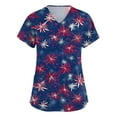 thumbnail image 1 of American Flag Shirt Women, Scrubs For Tops 4Th Of July V Neck Short Sleeve Workwear With Pockets Red White And Royal Blue Top Striped Shirt Women Scrub Bottoms Shirts Tank (5XL, Dark Blue) ZMTing, 1 of 3