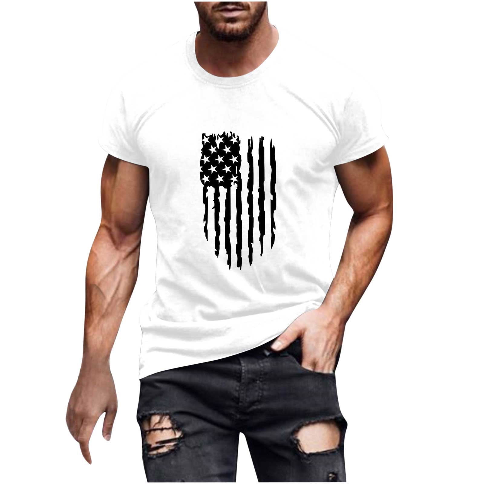 American Flag Shirts For Men Casual Big And Tall Graphic T-shirt ...