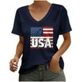 thumbnail image 1 of American Flag Shirts Women 4th of July Tshirts V-Neck Short Sleeve Patriotic T-Shirt Memorial Day Stars Striped Graphic Tee Independence Day Tops Teen Girls Cute Vacation Clothes, 1 of 3