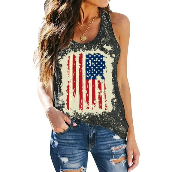 American Flag Shirts Women 4th of July Sleeveless Tank Tops Patriotic Shirts USA Graphic Tees