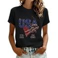 thumbnail image 1 of American Flag Shirts Women 4th of July V-Neck/Crew Neck Short Sleeve Patriotic T-Shirt Memorial Day Graphic Tee Independence Day Tops, 1 of 4