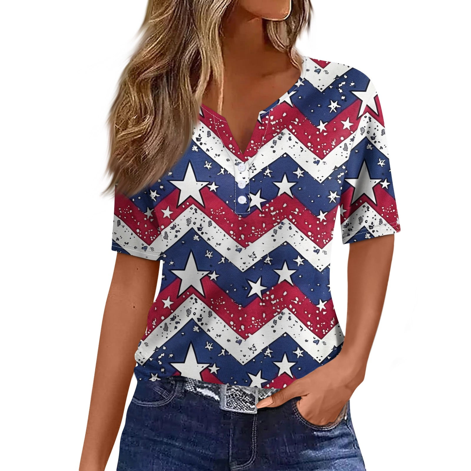 American Flag Shirt For Women | Patriotic 4th Of July Graphic Tee With Star & Stripes Design