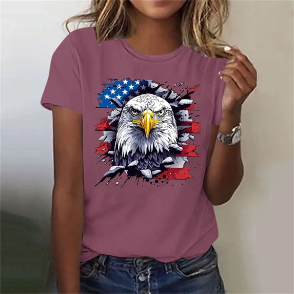 American Flag Shirts for Women 4th of July T-Shirt Graphic Patriot Tee USA Flag Shirt Tops