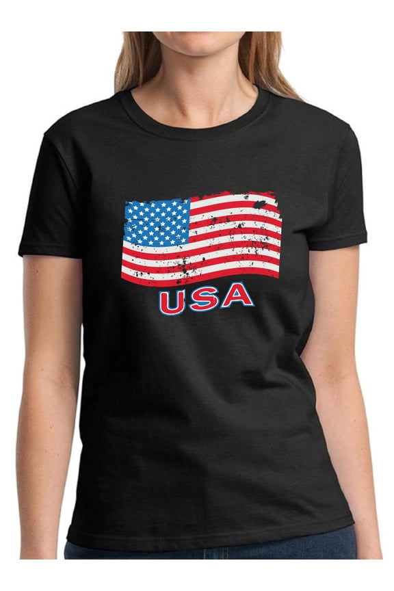 American Flag Shirts for Women - 4th of July USA Graphic Tee