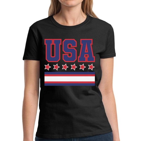 American Flag Shirts for Women - USA Graphic 4th of July Tee
