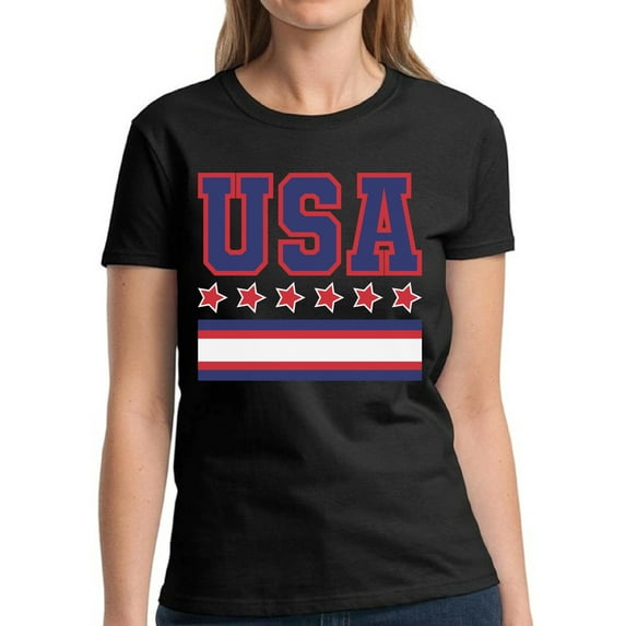 American Flag Shirts for Women - USA Graphic 4th of July Tee