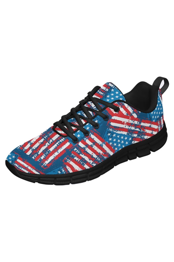American Flag Shoes for Men Women Running Sneakers Breathable Casual Sport Tennis Shoes Black Size 5