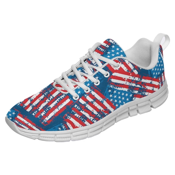 American Flag Shoes for Men Women Running Sneakers Breathable Casual Sport Tennis Shoes White Size 4.5