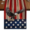 thumbnail image 1 of American Flag Short Table Runner 48 Inches Long, Eagle Blue Red USA Flag Retro Cotton Linen Table Runners Dresser Scarves, Fabric Tabletop Scarf Furniture Cover for Home Dinner Party Decor 13"x48", 1 of 8