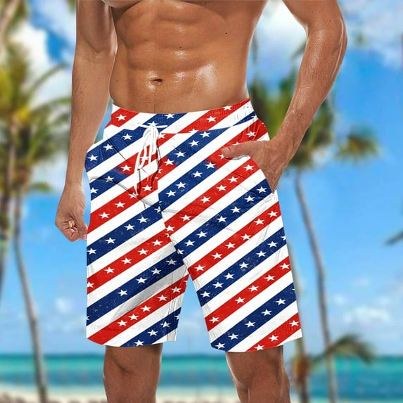 American Flag Shorts 4th of July Shorts Men Mens Independence Day Beach Short Men Casual Fashion Print Shorts Pockets Elastic Waist Beach Pants