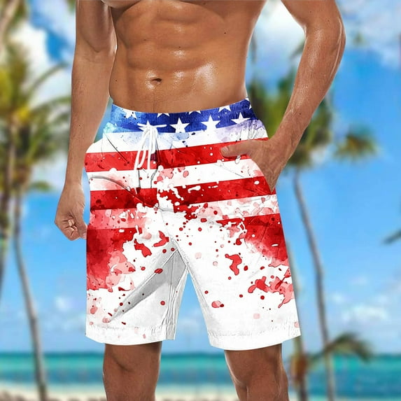 American Flag Shorts 4th of July Shorts Men Mens Independence Day Beach Short Men Casual Fashion Print Shorts Pockets Elastic Waist Beach Pants