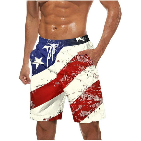 American Flag Shorts for Men 4Th Of July Beach Shorts 3D American Flag Printed Sweatpants Lace-Up Elastic Waist Bermuda Shorts Causal Vintage Shorts Pants Summer Beach Loose Outfits
