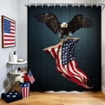 thumbnail image 1 of 250 American Flag Shower Curtain, 4th of July Shower Curtain Patriotic Shower Curtain American USA Flag with Flying Bald Eagle Bathroom Curtain Vintage Flag Shower Curtain with Hooks, 72x72 inches, 1 of 7