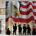 thumbnail image 1 of American Flag Shower Curtain, Bald Eagle Hawk Bird Soldiers Stars and Stripes Fourth of July Independence Day Patriotic Bathroom Decor, Waterproof Fabric Shower Curtain, 72 X 72 Inch, 1 of 5