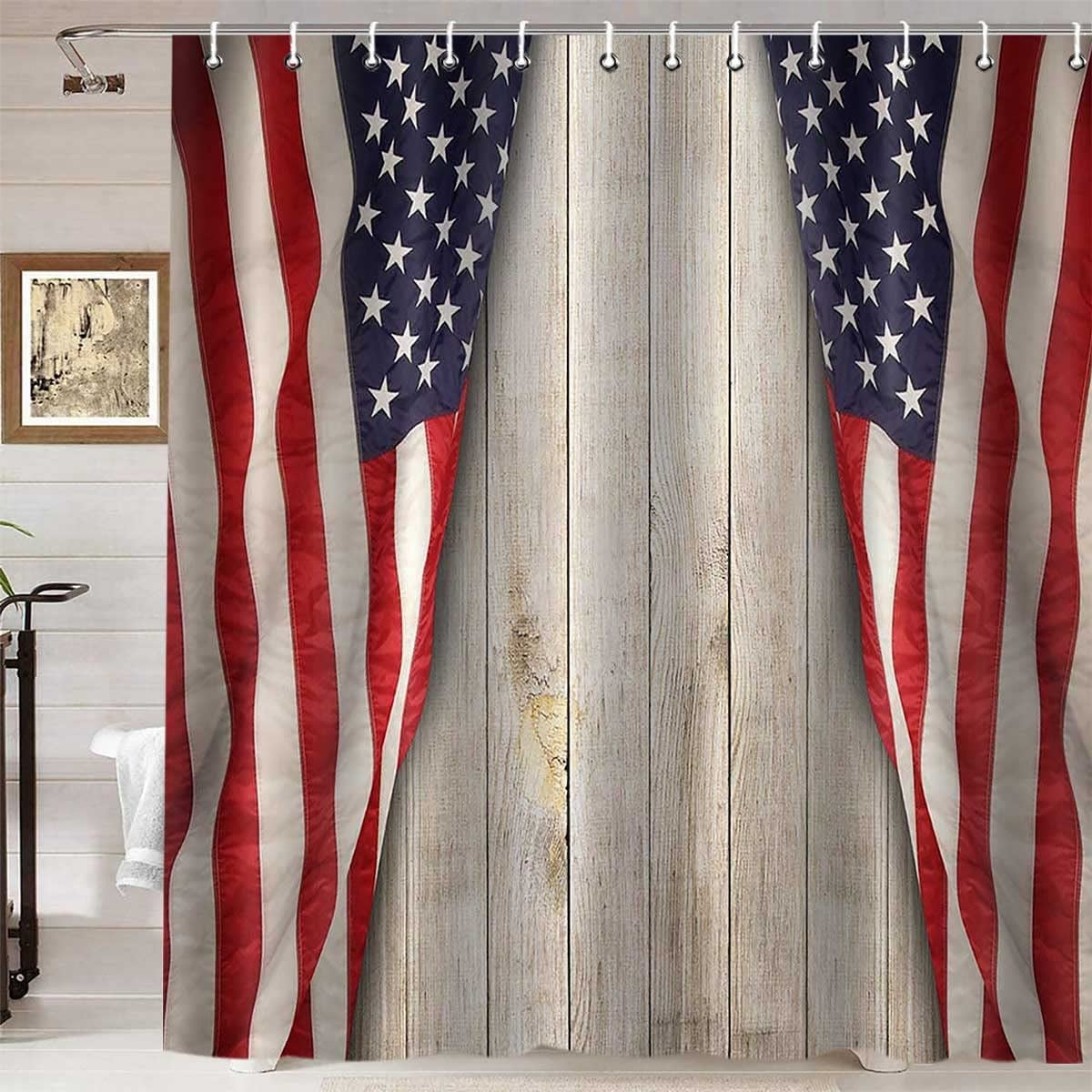 Patriotic Vintage Shower Curtain - Americana Home Decor