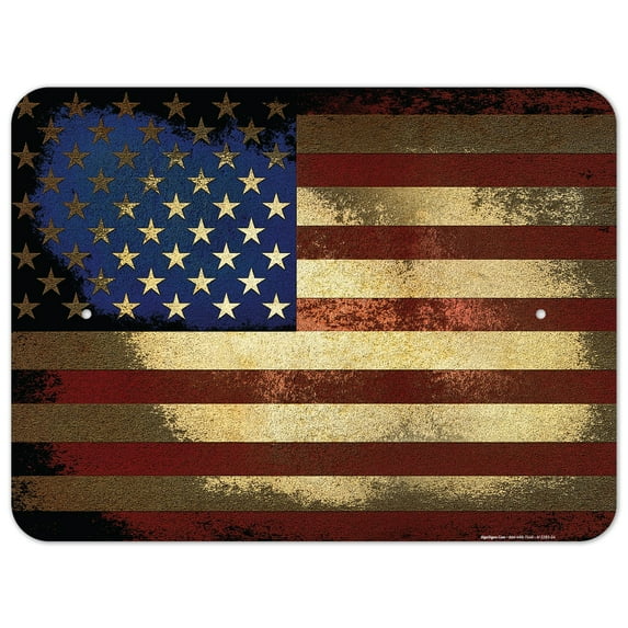 American Flag Sign, Vintage Rustic Wall Decor, 18x24 Aluminum