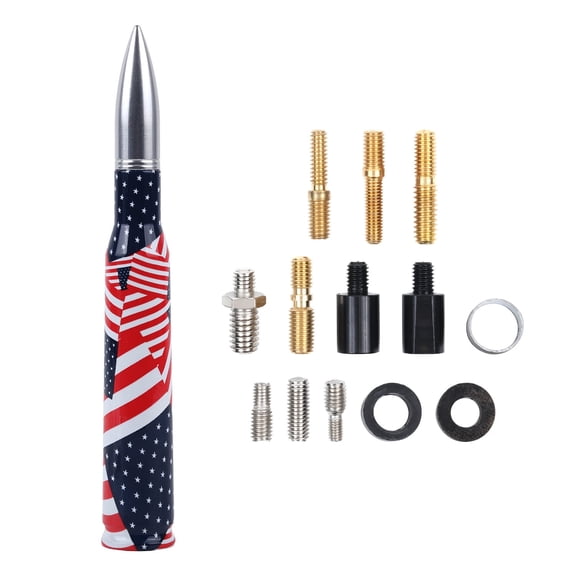 American Flag Silver 5.3-Inch Aluminum Antenna,Suitable for Chevrolet Silverado,Ford,Jeep Cfically for Optimizing FM/AM Reception