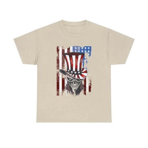 American Flag Skeleton Top Hat Independence T-Shirt