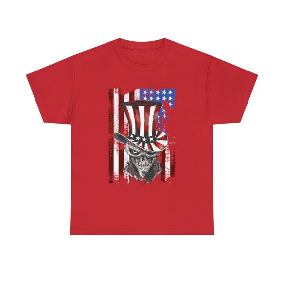 American Flag Skeleton Top Hat Independence T-Shirt