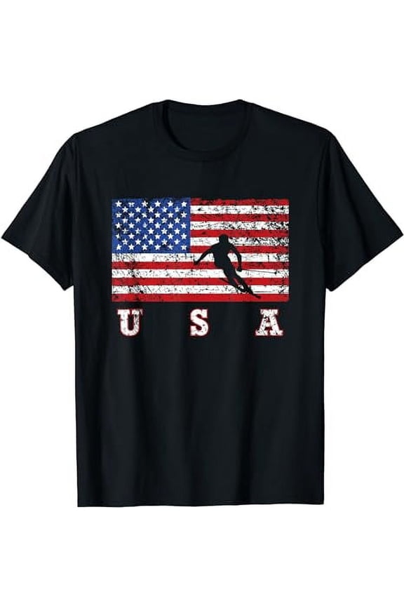 American Flag Skiing Shirt, USA Gift, Ski Team