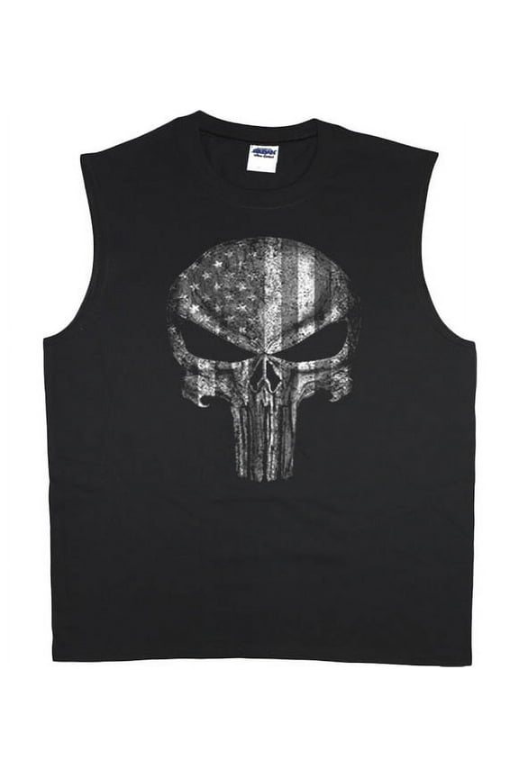 American Flag Skull Sleeveless T-shirt Muscle Tee