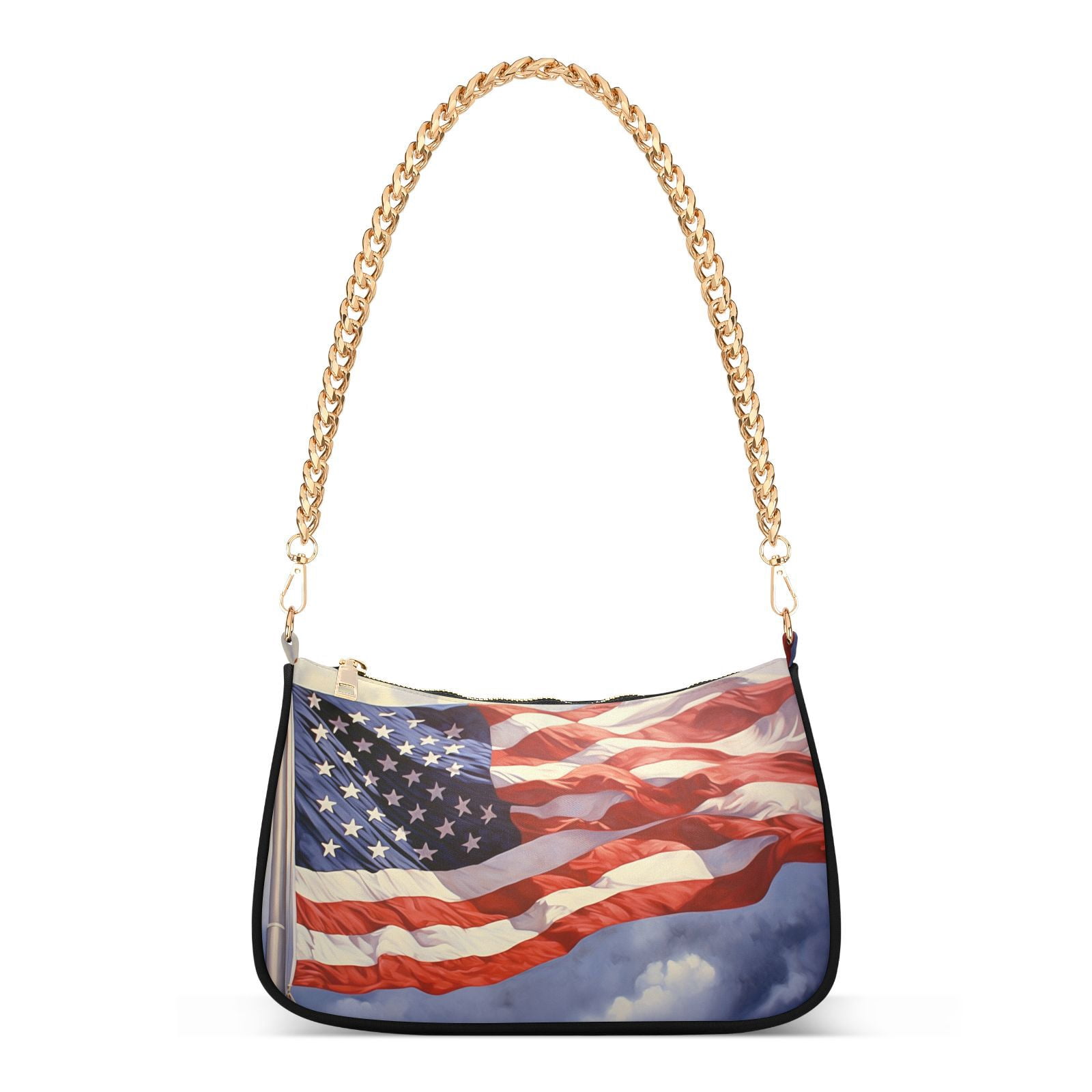 American Flag SkyWomen Small Shoulder Bag Crossbody Tote Hobo Bags Purse Clutch Handbags with Chain Strap for Women
