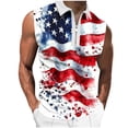 thumbnail image 1 of American Flag Sleeveless Half Zip Polo Shirt Men Retro 4th of July Patriotic Shirt USA Flag Graphic Gym Workout Tank Tops, 1 of 5