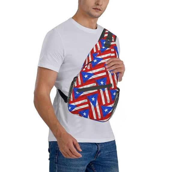 American Flag Sling Backpack Chest Bag Crossbody Shoulder Bag Gym Cycling Travel Hiking Daypack For Men Women