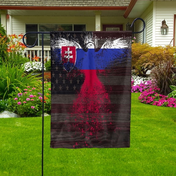 American Flag- Slovak Flag Slovakia US Friendship Forever July 4 Decoration Garden Flag (11.5x17.5) Double Sided-USA Flags Premium Polyester-Decorative Indoor Outdoor Flag