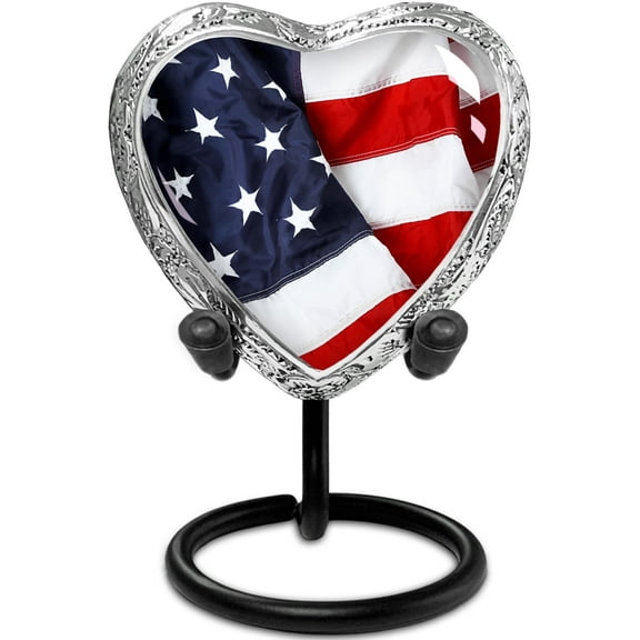 American Flag Heart Keepsake Urn for Human Ashes Small Memorial Urn for a Man or Woman A Patriotic Tribute Held Close