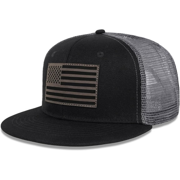 American Flag Snapback Hats - Flat Bill Brim Hat for Men Women - Breathable & Adjustable Fit for Casual Wear